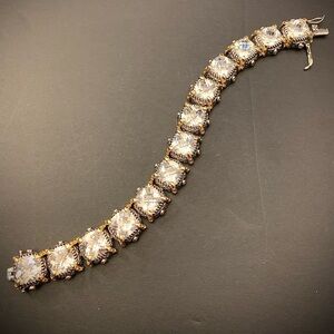 Cushion cut cubic zirconia tennis style bracelet